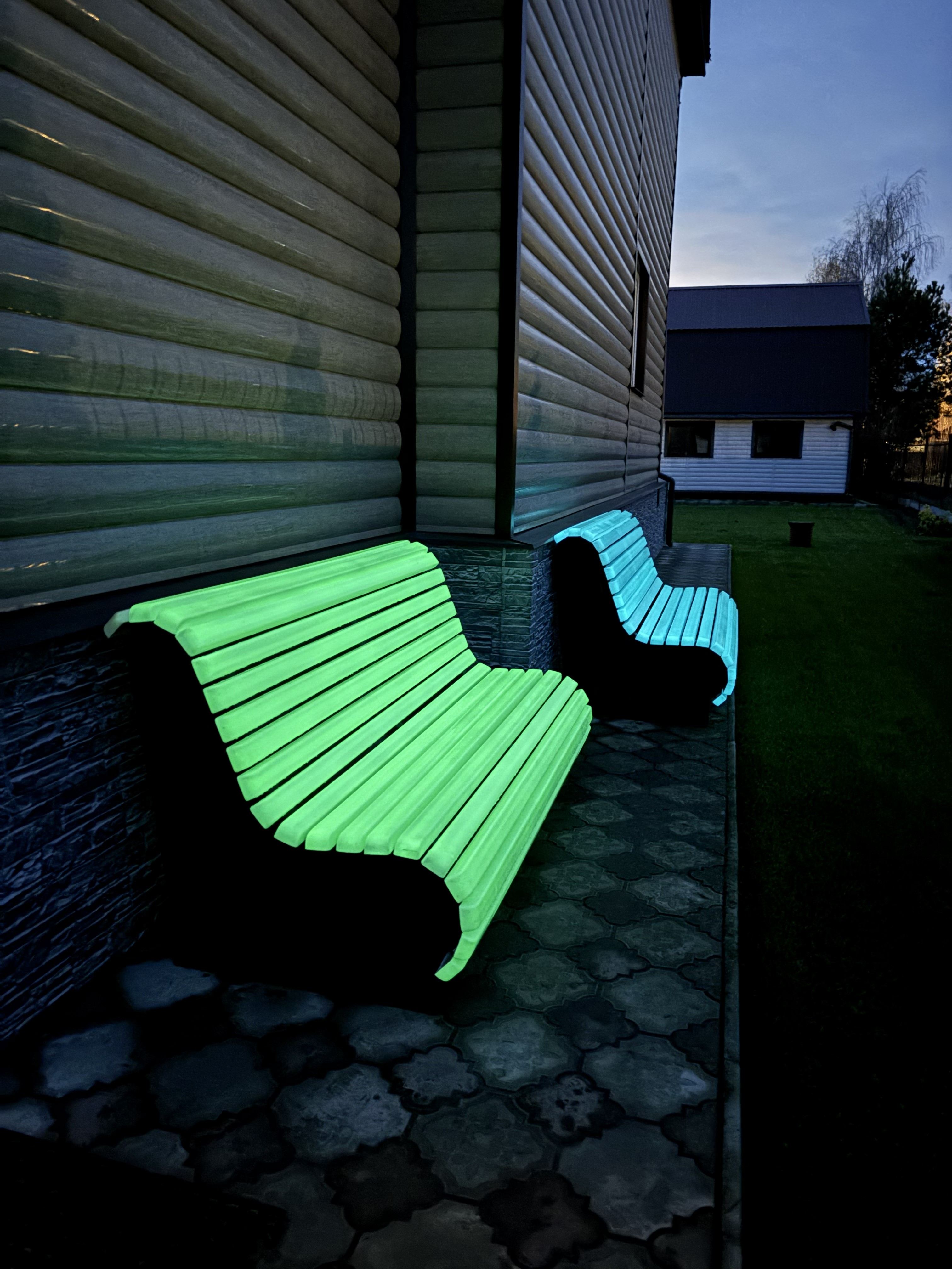 ABC.LIGHT.01G Светящаяся ночью композитная скамейка Стандарт, желто-зеленая 1.8м АВС-Дизайн