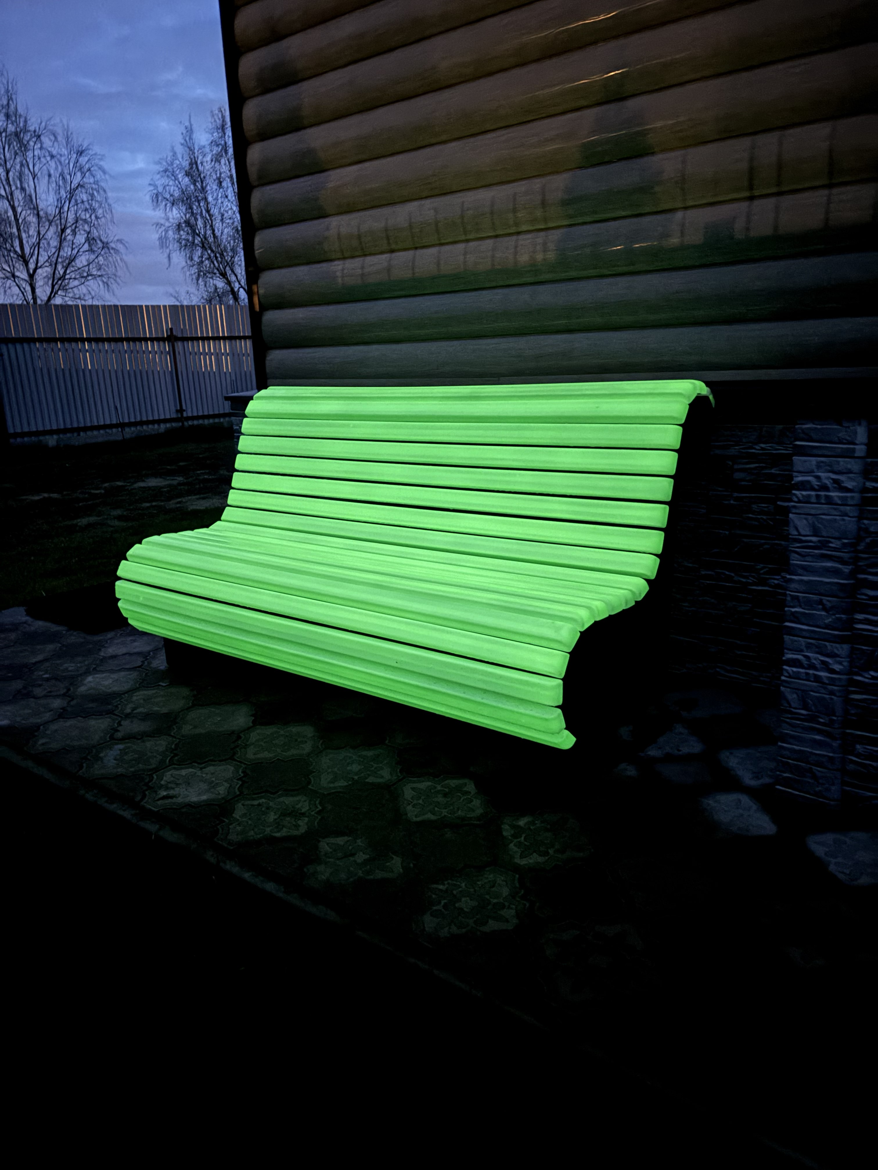 ABC.LIGHT.01G Светящаяся ночью композитная скамейка Стандарт, желто-зеленая 1.8м АВС-Дизайн